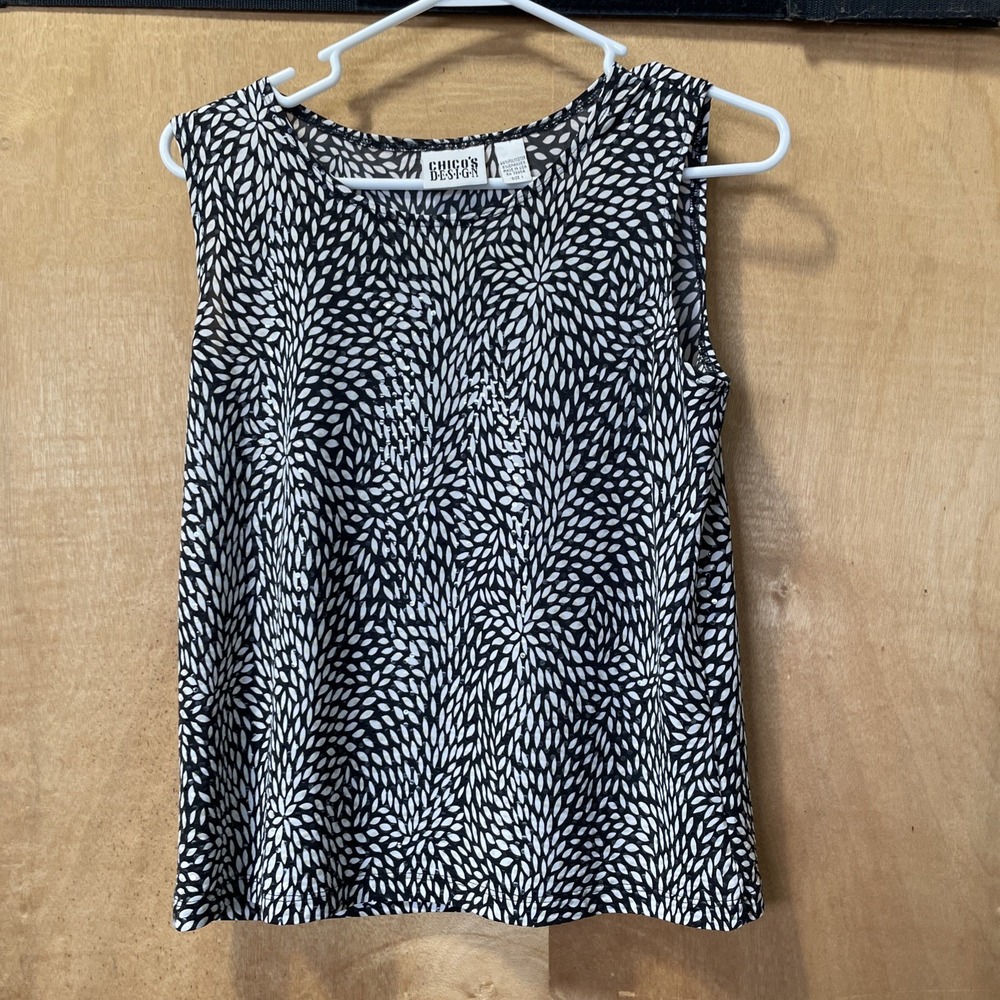 Chico's Women's Sleeveless Blouse, Beige, Round Neck, Wide Strap, Casual